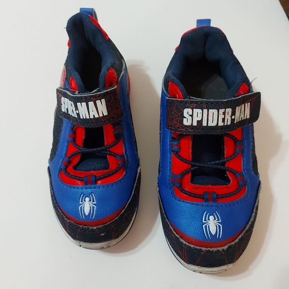 Spiderman Kids Hook & Loop Velcro Closure Sneaker Tennis Shoe Size 10 Red/Blue - Picture 4 of 7